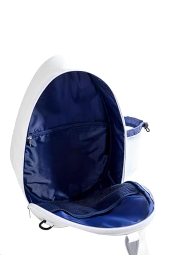 White PU One Shoulder Crossbody Tennis Backpack Girls Tennis Bag Tennis Racket Sling Bag for Women, with Water Bottle Holder - color: cream white