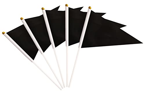 50 Pack Black Pennant Small Mini Flags On Sticks,Hand Held Solid Black Pennant DIY Graffiti Flag,Party Events Celebration,School,Grand Opening,Kids Birthday,Sports Clubs,Flower Pot - color: Black