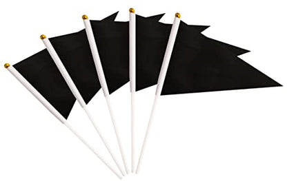 50 Pack Black Pennant Small Mini Flags On Sticks,Hand Held Solid Black Pennant DIY Graffiti Flag,Party Events Celebration,School,Grand Opening,Kids Birthday,Sports Clubs,Flower Pot - color: Black