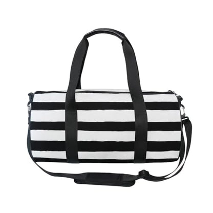 Sports Gym Travel Duffle Bag Black White Stripe Luggage for Men and Women - color: Black White Stripe