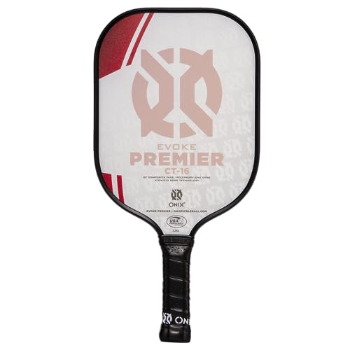 Onix Evoke Premier Professional Tournament Pickleball Paddle Composite Face Impact Paddle Shape - color: Red - CT-16 Standard Weight 16mm, size: Medium, style: 16mm