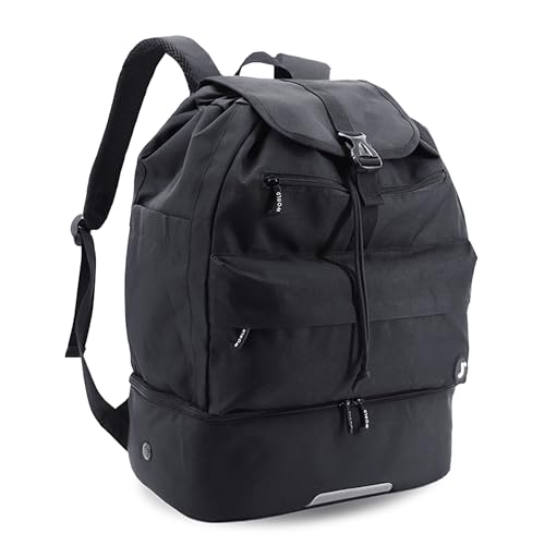 J World Ace 2 Racket Tennis Backpack for Women Men. Badminton Squash Pickleball Bag. Kids Sports Gym Bag w/Shoe Compartment - color: Black