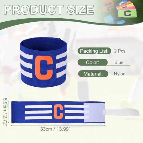 Captain Arm Bands for Soccer, Soccer Captain C Armband, Classic Striped Elastic Protective Arm Badge Player Bands - color: Blue