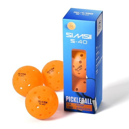 S-40 Outdoor Pickleball Balls - 40 Holes, Approved by The USAPA - Durable PE Material, Seamless Construction, Tournament Grade, 3/12/40/100 Pack - Pickleballs - color: Orange, size: 3 Count