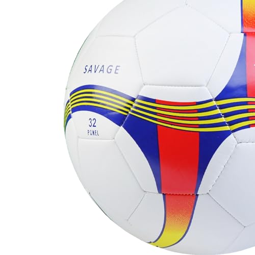 Savage TPU Soccer Ball for Youth & Adults | Size 5 Soccer Balls | Best for Clubs & Academies | Indoor & Outdoor Practice & Training Soccerball, White/Yellow/Red/Blue