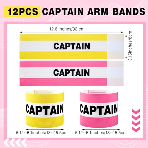 VioraWhite 12pcs Captain Arm Bands for Soccer Captain Armband Adjustable Unisex Elastic for Team Training - color: Yellow，pink