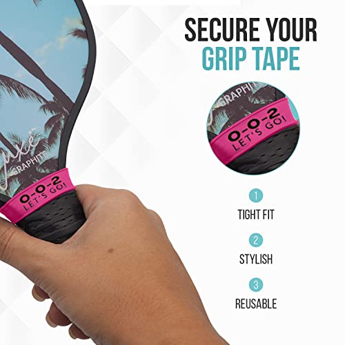 Palms-O-Aces | Pickleball Grip Bands | Silicone Paddle Grip Bands for Securing Overgrips & Paddle Identification | Embossed Non-Slip Handle Band | Universal Fit Pickleball Accessory & Gift for Players