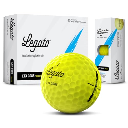 Legato Golf Balls LTX3085 | Maximized Distance with Soft Feel | 3 Piece | Urethane Cover | 85 Compression - color: Yellow 1 DZ