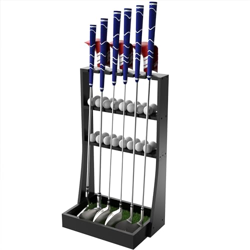Golf Putter Stand, Golf Club Holder for 36 Balls Tray Storage & 6 Clubs & 3 Head Covers, Display Rack Organizer for Home Indoor Outdoor Office