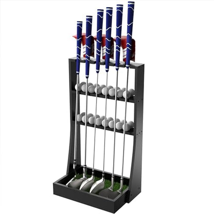 Golf Putter Stand, Golf Club Holder for 36 Balls Tray Storage & 6 Clubs & 3 Head Covers, Display Rack Organizer for Home Indoor Outdoor Office