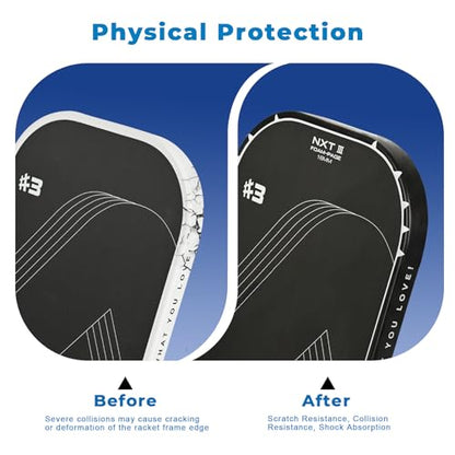 PICKLETECH Pickleball Paddle Protection Tape - Paddle Head Edge Guard - Racket Edge Protection Tape -Fit Perfectly Curved Edge -No Wrinkling - color: Clear Black, size: Width 20mm