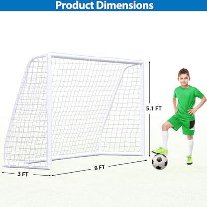 ZENY Portable Soccer Goal for Backyard,12x6 / 10x6.5 / 8x5 / 6x4 ft Kids Adults Soccer Net and Frame for Home Backyard Practice Training Goals, Soccer Training Equipment - style: 8 x 5 FT