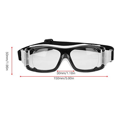 Basketball Training Goggles Frame, Protective Sports Glasses with AntiFog AntiScratch Windproof Lenses Adjustable Strap for Cycling Football Hiking Climbing (Black)