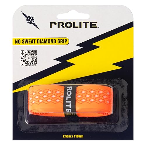 No-Sweat Diamond Grip for Pickleball Paddles, Tennis, Racquetball - color: Neon Orange w/ White Underlay, size: 1-Pack