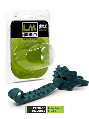 Loudmouth Football Mouth Guard - 3D SpikeSurge Football Mouthpiece with Strap, Fits Adult & Youth, Mouth Guard Football Accessories (Spartan Dark Green) - color: Spartan Dark Green