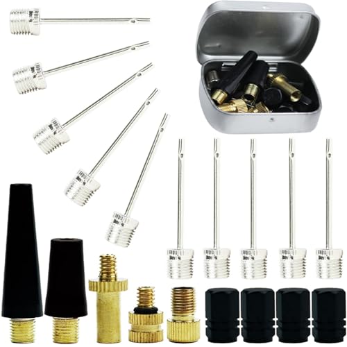 20 Pcs Inflator Needles Converter Pump Kit Bicycle Valve Adapter DV AV SV Converter Basketball Pump Football Ball Pump Sports Ball Inflator Equipment - color: Silver, black, gold