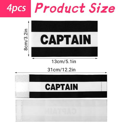 Yuanchu 4 Pack Soccer Captain Armband, Classic Sports Arm Band Unisex Captains Bands Elastic Adjustable