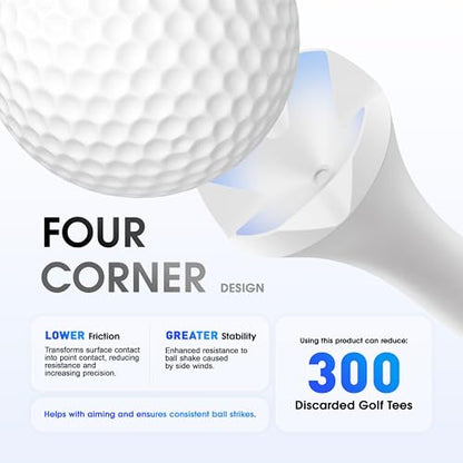 WVM Professional Plastic Golf Tees 152 Pack Combo, High & Low Tee Set with Enhanced Durability, Engineered for Stability, Low Friction, & Reduced Side Spin