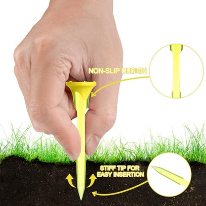 MAZEL Transparent Plastic Golf Tees 8 Pack,Enhanced Durability & Stability Plastic Tees with 5 Prongs,Minimize Friction and Side Spin - color: Yellow