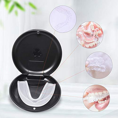 2 Pack Retainer Cases,Solid Orthodontic Retainer Case (Black)