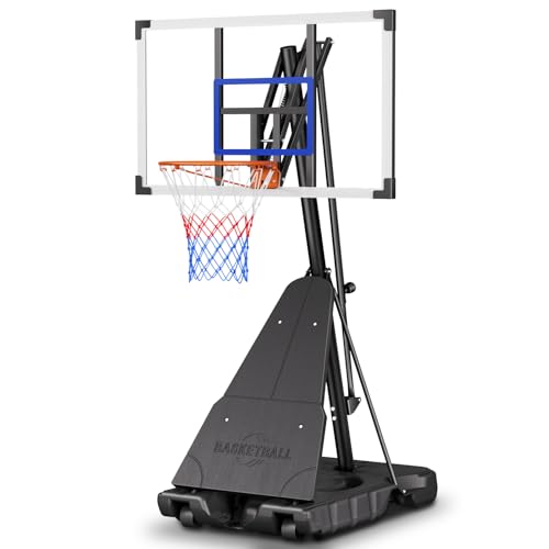 Asbest 44" Portable Basketball Hoop Outdoor Stepless Adjustable Height Basketball Goal System for Driveway, Backyard, for All Ages - color: Blue