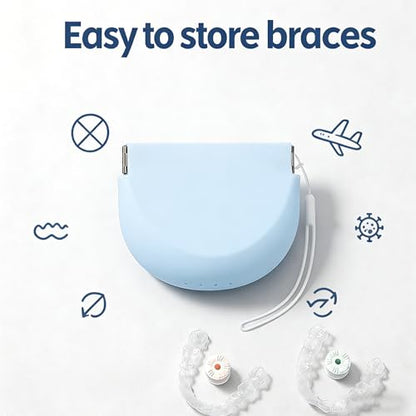 Silicone Retainer Case with Lanyard, Portable Travel Retainer Holder Braces Aligner Case with Vent Holes Aligner Retainer Cases for Girls Women Kids Travel Denture Night Guard Container - color: Blue