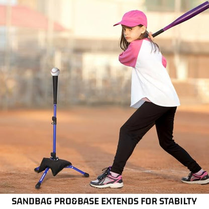 BaseGoal Batting Tee Baseball Tee,Softball Travel Portable Tee Tripod Stand Rubber Tee for Batting Training Practice with Carrying Bag - color: Blue, style: Tee