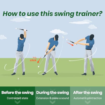 5-in-1 Retractable Golf Swing Trainer, Training Aid with Grip Trainer, Swing Mechanics for Beginners & Tempo Training for Advanced, Click Feedback, Arm Connection, Right/Left-Handed, Indoor/Outdoor - style: Left-Handed Golf Swing Trainer