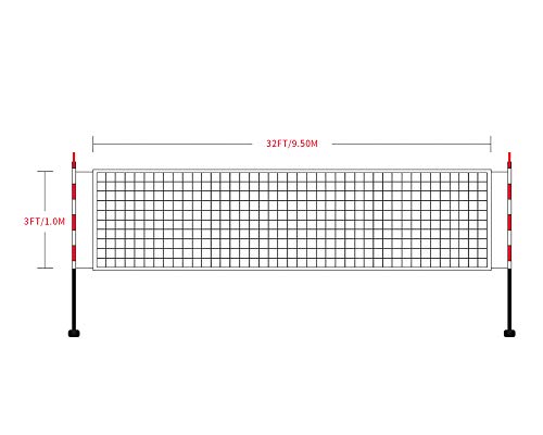 Sanung Volleyball Net with Steel Wire for Indoor and Outdoor Gardens Campus Backyard Swimming Pool Park Beach Portable Game Standard Size (32 FT x 3FT) Poles Not Included