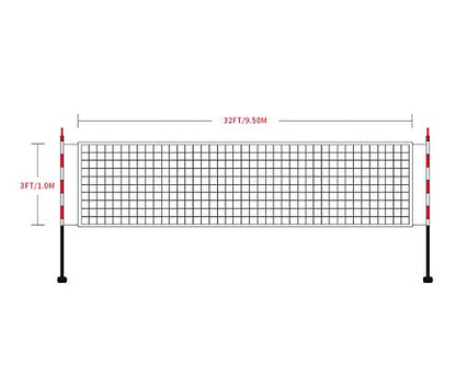 Sanung Volleyball Net with Steel Wire for Indoor and Outdoor Gardens Campus Backyard Swimming Pool Park Beach Portable Game Standard Size (32 FT x 3FT) Poles Not Included