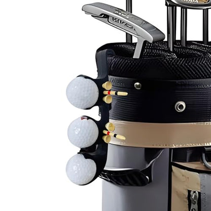 2 in 1 Golf Ball Tee Holder Quick Release Collector with Hook, Golf Accessories Portable Versatile Men Women for Club Bag Black (Holds 3 Balls / 6 Tees)