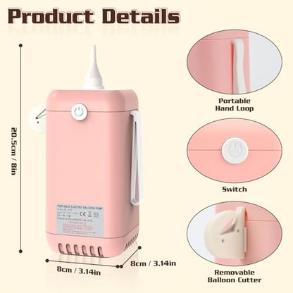 Balloon Pump Electric Air Pumps, 2-in-1 Electric Air Balloon Pump，Balloon Inflator for 260q,Foil, Latex Balloons and Sport Balls - style: Pink
