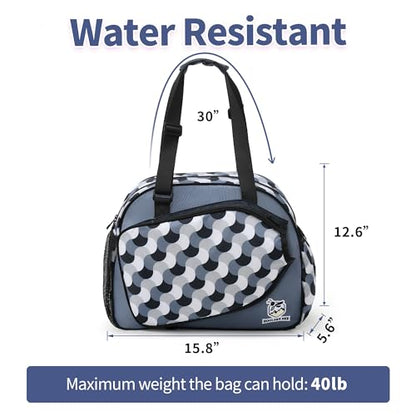 Boulder Bee Pickleball Bags, Premium Pickleball Tote Bag for Girls, Women’s Hand/Shoulder Gym Bag w Water Bottle Holder, with Pickleball Racquet/Paddle Holder - color: Blue Wave