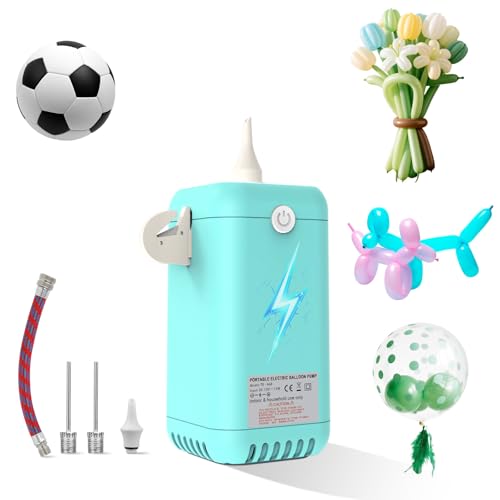 Ball Pump Balloon Pumps Electric, Balloon Pump Portable Long Animal Balloon Pump, Electric Blower Machine Inflator Basketball Pump 260 Balloon Pump for Party/Wedding/Birthday Decorations - color: Light Blue