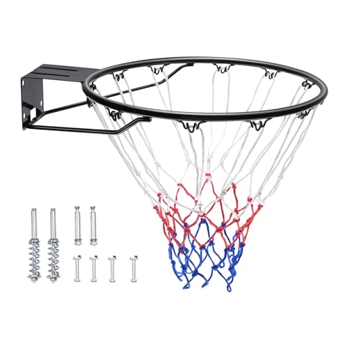 VEVOR Basketball Hoop, 44 54 Inchs PC Backboard Wall Mounted, Basketball Portable Hoop & Goal, Indoor & Outdoor with Hand-Crank Adjustment, Classic Basketball Court, Teens, Adults, Schools, Parks - color: Black Rim 18in