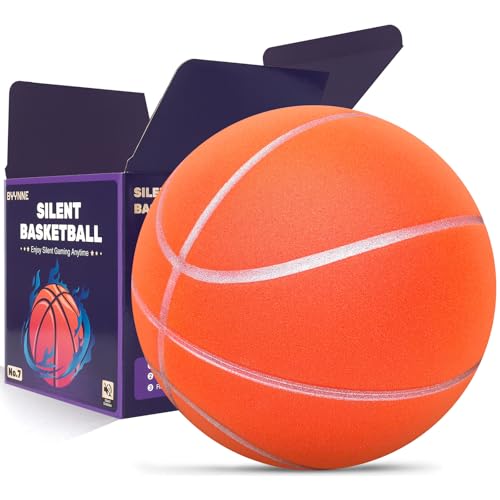 Silent Basketball Size 7 (29.5") – Noiseless Indoor Basketball for Quiet Dribbling and Indoor Training, Pro Grooved Airless PU Foam Basketball – Real Feel Higher Bounce Quieter - color: Orange