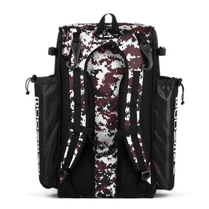Boombah Superpack Bat Pack - Backpack Version (no wheels) - Holds 4 Bats - Camo Series - Multiple Color Options - color: Black/Maroon