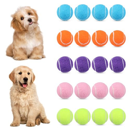20Pcs Small Tennis Balls for Dogs, 2 Inch Colorful Mini Tennis Balls 5 Colors Pet Puppy Ball for All 2 Inch Dog Ball Launchers