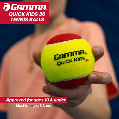 GAMMA Quick Kids Training Tennis Balls for Kids & Beginners, Low-Compression Core Reduces Speed & Bounce, Great for Tennis Practice, USTA & ITF Approved for 10 & Under Tournaments Parent - size: 12 Bag, style: Quick Kids 36