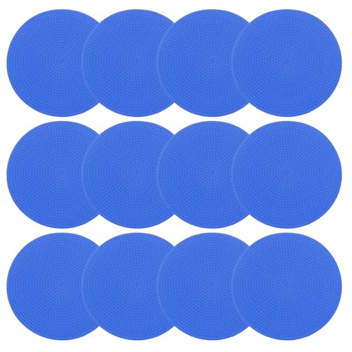 PATIKIL 9 Inch Poly Spot Markers, 12Pcs Non Slip Rubber Floor Dots with Storage Bag Flat Agility Cones for Sports Training Basketball Football - color: Blue