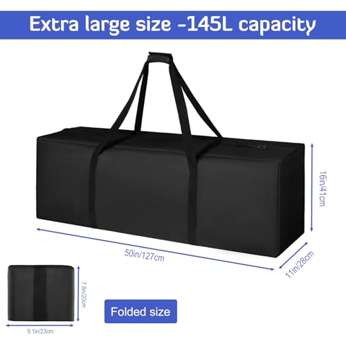 50inch Sports Duffel Travel Bag, 145L Extra Large Duffel Luggage Bag with Upgrade Zipper, Water Resistant & Foldable Equipment Storage Bag for Camping Tent Tripod Fishing - size: 50x11x16 inch