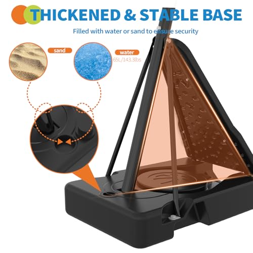 Basketball Hoop,52 Inch Shatterproof PC Backboard, 4.9-10FT Height Adjustable Basketball Hoop Goal System,Mobile Stand with Wheels Weighted Base,Youth&Adults, Driveway Backyard Pool Play