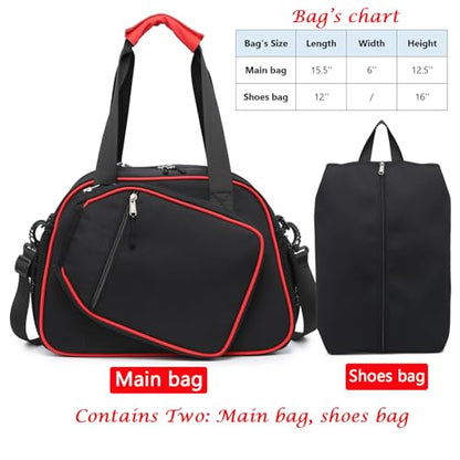 Crossbody Pickleball Bag with Shoes Bag 2PS for Women and Men, Waterproof Pickle Ball Bag Tote Shoulder Bag