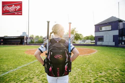 Rawlings | Storm Backpack Equipment Bag | Girls T-Ball/Youth Baseball & Softball | Multiple Colors