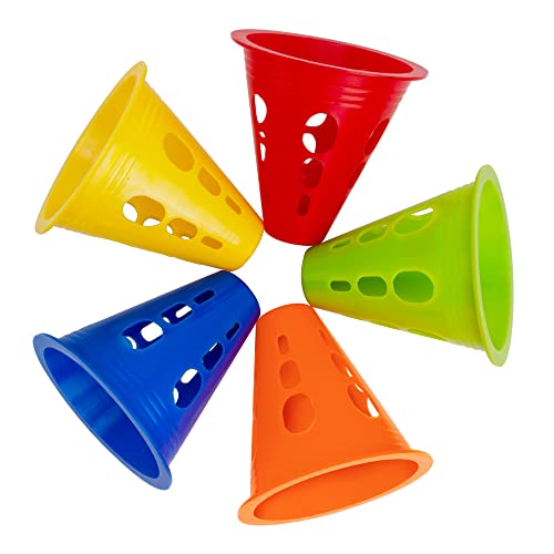 Famgee 3 Inch Plastic Windproof Slalom Cones Inline Roller Skating Cones Pile Cup Roadblocks Traffic Road Cones Set with Holes for Skate Practice Sport Training - color: 5 Colors 20 Pcs Style 2
