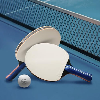 Senston Ping Pong Paddles with Carry Case, Pro Table Tennis Paddle Set of 2 with 3 Ping Pong Balls Indoor/Outdoor Play - color: Black, Red