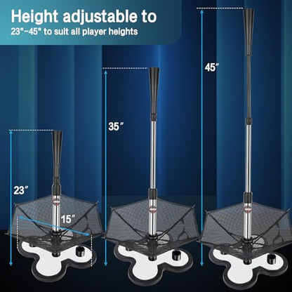 Heavy Duty Baseball and Softball Portable Baseball Tee.10lb Heavy Weight Base. Professional Hitting Tee for Baseball/Softball. Easy Height Adjustment (23"-45") - color: 3 Position with Net