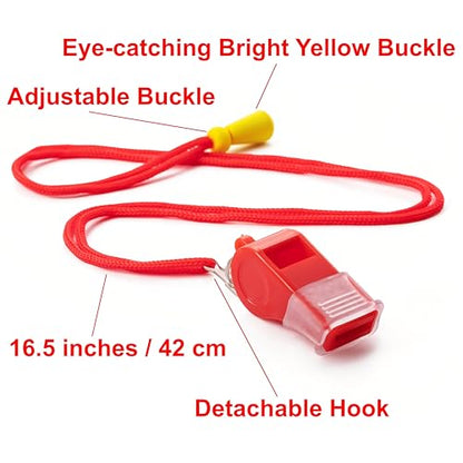 24 Packs Sports Whistles with Lanyard, for Coaches, Referees and Officials - color: Red