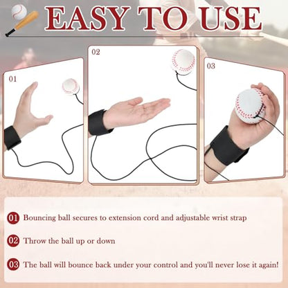 SAYAYA 32 PCS Wrist Return Ball 1.85 Inches Baseballs on a String Rebound Ball with Strap Soccer & Tennis Sport Party Favors, Wrist Exercise, Practice, and Fun Play for Kids & Adults