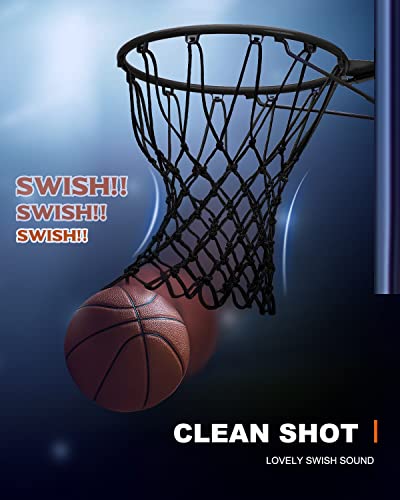 Basketball Net Replacement Heavy Duty, 2023 Professional On-Court Quality, Fits Outdoor Indoor Standard Rim, All Weather Anti Whip - color: Black